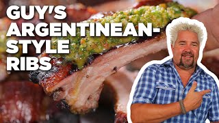 Guy Fieris ArgentineanStyle Ribs with Homemade Chimichurri  Food Network [upl. by Cressler390]