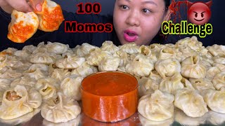 100 MOMOS EATING CHALLENGEPORK MOMOS 🔥SPICIEST CHUTNEY  MOMOS CHALLENGE  FOOD CHALLENGE  MUKBANG [upl. by Kokaras348]