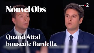 Débat sur France 2  trois moments où Jordan Bardella sest fait bousculer par Gabriel Attal [upl. by Anear]