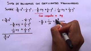 Curso de Algebra  Suma de polinomios con coeficientes fraccionarios [upl. by Ehcnalb]