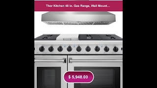 Thor Kitchen 48 in Gas Range Wall Mount Range Hood Appliance Package [upl. by Noelc978]