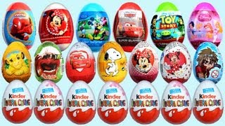 24 Surprise Eggs Kinder Surprise Mickey Mouse Minnie Mouse Cars 2 Disney Pixar [upl. by Edina]