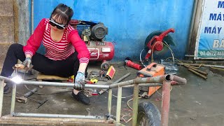 Genius Girl  Repair restore and completely weld the severely damaged 3wheeled vehicle [upl. by Anella]