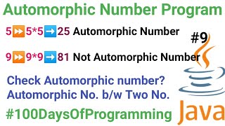 Automorphic Number Program In Java  What is Automorphic Number  javaprogramming 100daysofcode [upl. by Nikolaus405]