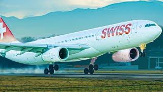 STUNNING CLOSEUP Plane Spotting at Geneva Airport  Morning Rush Hour  A330 B787 B767 [upl. by Nahtannhoj]