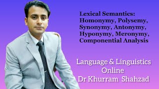 Lexical Semantics Or Relations  Homonymy Polysemy Hyponymy Meronymy amp Componential Analysis [upl. by Maible]