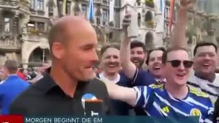 SCOTLAND FAN FLASHES GERMAN TV REPORTER IN MUNICH [upl. by Itnahsa]