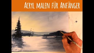 Acryl malen  magische Winterlandschaft  SchrittfürSchritt Malanleitung [upl. by Naujahs]