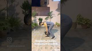 Staggered Stance Romanian Deadlift foryou motivation pushworkout glutes glutesworkout sports [upl. by Ahsita]