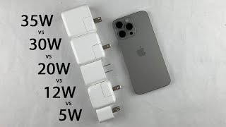 iPhone 15 Pro Max Charge Test 35W vs 30W vs 20W vs 12W vs 5W Apple [upl. by Alaehcim]