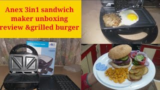 Anex sandwich maker review unboxing2020grilled burger [upl. by Entsirhc]