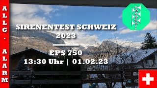 Sirenentest Schweiz 2023  BrigGlis  EPS 750  Allgemeiner Alarm [upl. by Windham]