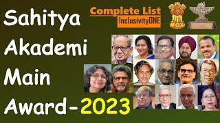 Sahitya Akademi Award 2023 Winners Complete List inclusivityone sahityaakademiaward currentaffair [upl. by Fisk]