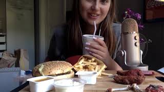 ASMR eating Mcdonalds eating sounds drink sounds whispering [upl. by Bunting653]