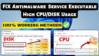 FIX Antimalware Service Executable High CPU RAM amp DISK USAGE On Windows 1110 [upl. by Irehs]