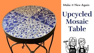 Mosaic Table Top with Vintage Base and Ceramic Tiles and Plates  DIY Tutorial [upl. by Ebeneser]