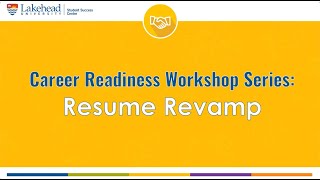 Career Readiness Workshop Resume Revamp [upl. by Lorilyn]