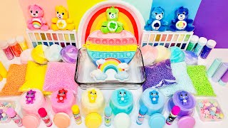 Rainbow Care Bears Slime  Mixing rainbows and bears into all my slime asmr satisfying slime [upl. by Arua]