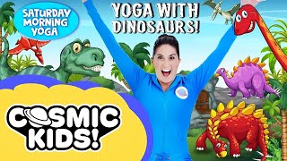 Kids Yoga with Dinosaurs 🦖  Dinosaur Videos for Kids  Cosmic Kids [upl. by Ellenehc]