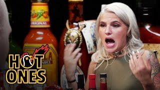 Carly Aquilino Takes on the Spicy Wings Challenge  Hot Ones [upl. by Auburn]