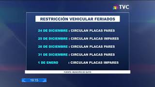 Nuevas disposiciones de circulación vehicular para días de navidad y fin de año [upl. by Halland608]