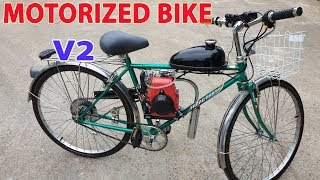 Build a Motorized Bike at home  v2  Using 4Stroke 49cc Engine  Tutorial [upl. by Akimehs]