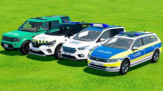 TRANSPORTING ALL COLORED POLICE DEPARTMENT CARS WITH MAN TRUCKS  Farming Simulator 22 [upl. by Burrus]