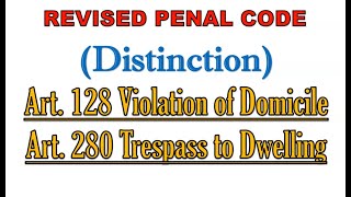 Revised Penal Code RPC Art 128 Violation of Domicile Art 280 Tresprass to Dwelling [upl. by Dewie]