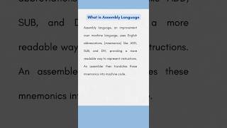 What is Assembly Language  Computer Fundamentals [upl. by Fein664]