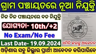 Odisha Panchayat Level Govt Jobs 2024  Odisha Jogana Sahayak Vacancy  Odisha Govt Jobs 2024 [upl. by Ensign]