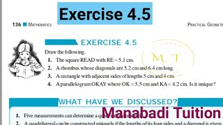 8th class maths Exercise 45Practical geometry class 8 Exercise 45with notes [upl. by Kath660]