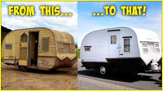 I Restored a Rat Infested Vintage Camper Trailer DIY RENOVATION [upl. by Akimas394]