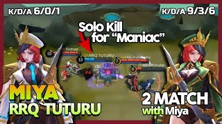 RRQTuturu 1 vs 4 with Miya Come MM Solo Maniac by RRQTuturu 2 Match  MLBB [upl. by Evvy]