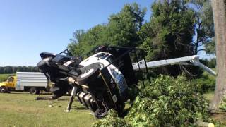 Bucket Truck Overturns Operator LifeFlighted [upl. by Fridell18]