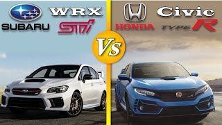 Subaru WRX STI Vs Honda Civic Type R 2021  Car comparison  Specs performance engine sound [upl. by Aicenra]