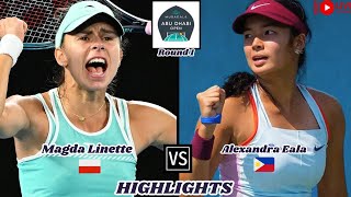 Alexandra Eala vs Magda Linette  WTA Abu Dhabi 2024 Round 1  Highlights [upl. by Berte]