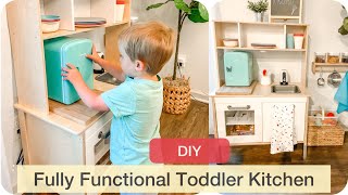 Fully Funtional Toddler Kitchen  IKEA DIY  MONTESSORI  LEANNA MICHELLE [upl. by Obeded]