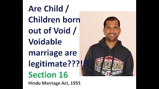 Legitimacy of Children born out of Void and Voidable Marriages  Section 16 [upl. by Affay741]