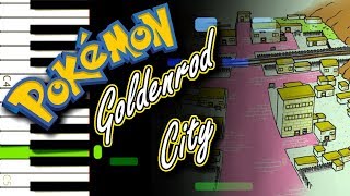 Pokemon  Goldenrod City Theme  Synthesia Piano Tutorial [upl. by Emearg]