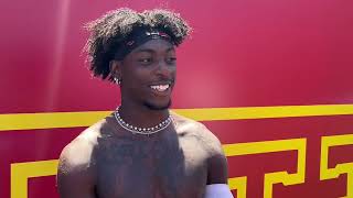 USC WR Zachariah Branch speaks to media after August 15th practice [upl. by Imef]