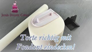 Torte richtig mit Fondant eindeckenFondanttorte überziehenkurzes Basicvideo [upl. by Treulich]