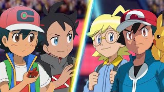 Pokemon Battle Ash and Goh Vs Kalos Ash and Clemont [upl. by Salsbury352]