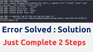 npm ERR code EBADPLATFORM  notsup Unsupported platform  React  Command Prompt  VS Code Windows [upl. by Early]