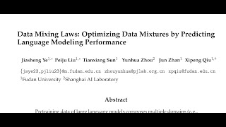 Data Mixing Laws Optimizing Data Mixtures by Predicting Language Modeling Performance [upl. by Ynnig550]