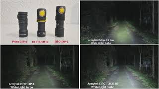 Armytek Prime C1 Pro Elf C1 LH351D and Elf C1 XPL White Light comparison [upl. by Ettevroc]