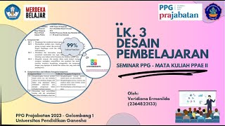 LK 3  DESAIN PEMBELAJARAN  SEMINAR PPG  MATA KULIAH PPAE II  PEMBELAJARAN BERDIFERENSIASI [upl. by Nosyla]