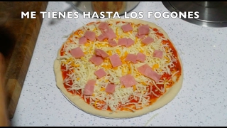 COMO HACER PIZZA CASERA DE JAMON Y QUESO horno de leña [upl. by Eninahpets]