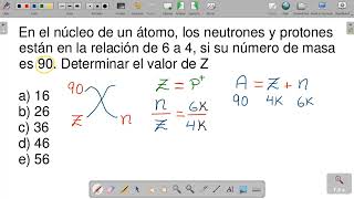 En el núcleo de un átomo los neutrones y protones están en la relación de 6 a 4 si su masa es 90 [upl. by Nolyd]