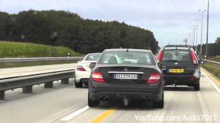 Mercedes C63 AMG amp SLK 55 AMG driving on Autobahn Full HD [upl. by Oilcareh330]