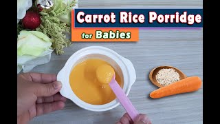 Carrot Rice Porridge for Babies Breakfast meal for Babies  6months plus Baby Food [upl. by Alisha3]